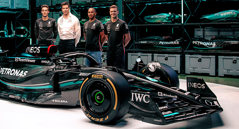 Mercedes AMG Petronas F1 Team with car